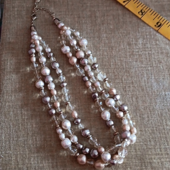 Liz Claiborne Multi Strand Gold Tone Beaded Necklace - Picture 4 of 5